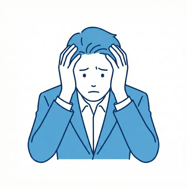 AI業務効率化の成果を数値化できず悩む人物のイラスト